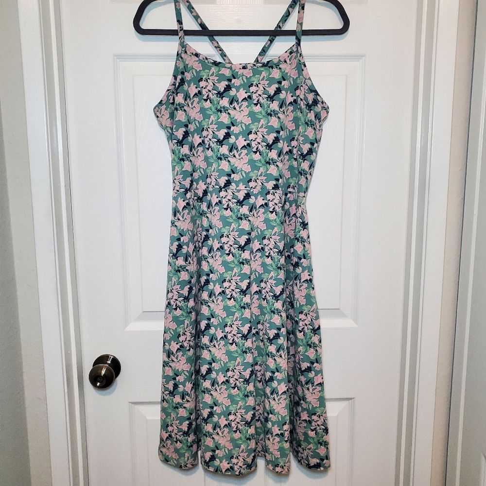 Pact Fit and Flare Dress Sz XL Floral Pockets Organic
